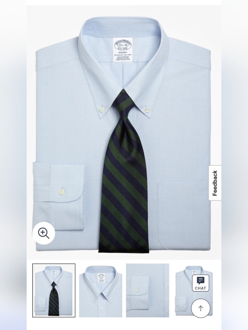 Brooks Bros. Light Blue Men's Regent Dress Shirt Sz 14.5" Neck W/ Extra Buttons